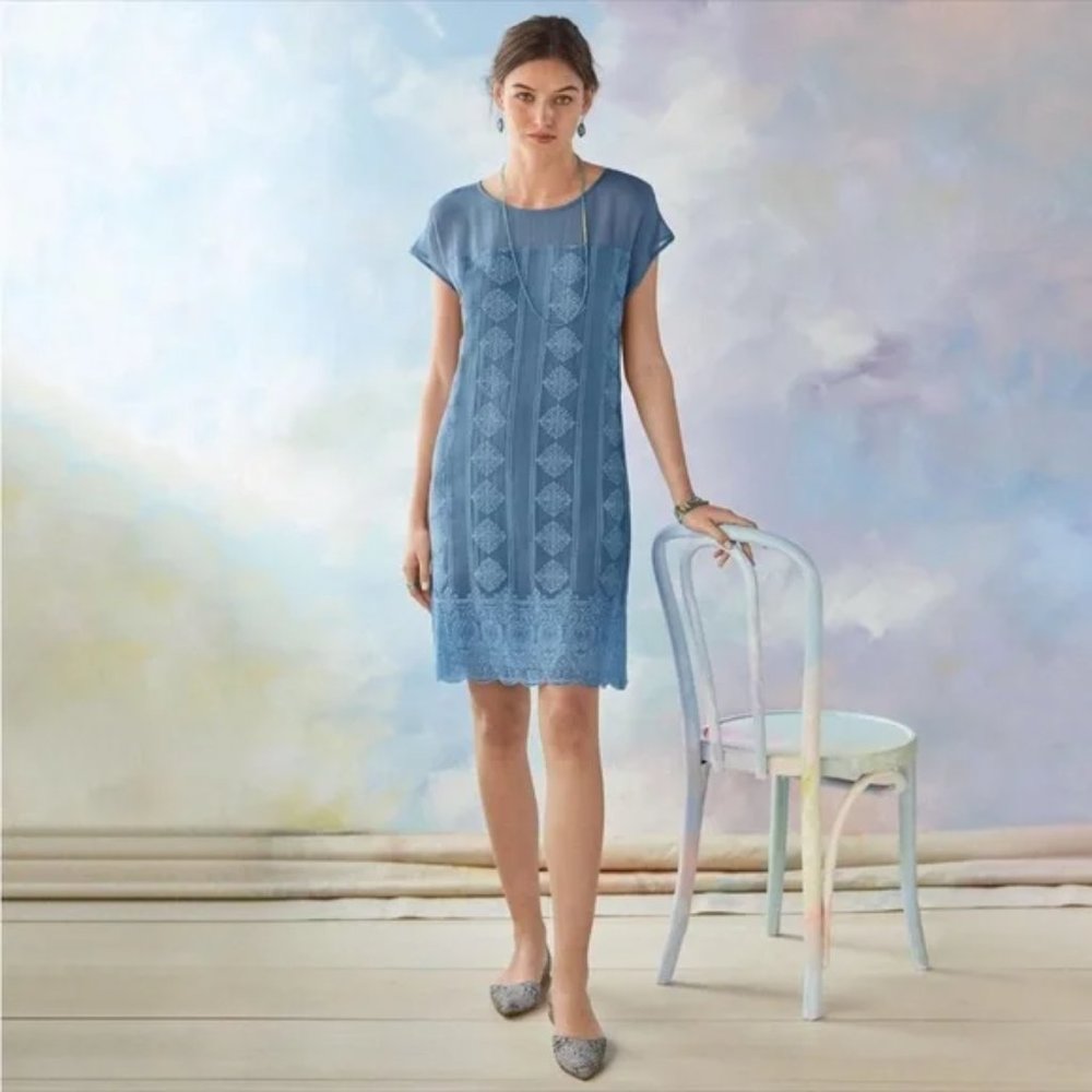 Sundance | Twilight Embroidered Chiffon Shift Dress